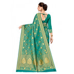 Generic Women's Banarasi silk Saree with Blouse (Green, 5-6mtr)