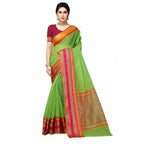 Generic Women's Kota Doria Cotton Border Saree With Blouse (Light Green, 5-6 Mtrs)