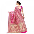Generic Women's Jacquard Silk Kanjivaram Jacquard Silk Saree With Blouse (Pink, 5-6 Mtrs)