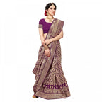Generic Women's Jacquard Silk Kanjivaram Jacquard Silk Saree With Blouse (Jamli, 5-6 Mtrs)