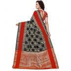 Generic Women's Jacquard Woven Saree With Unstitched Blouse 5.5Mtr (Red-Black)