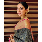 Generic Women's Silk Printed Saree With Unstitched Blouse 5.5Mtr (Green)