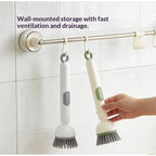Generic TPR-Plastic Solid Electric Liquid Soap Dispensing Cleaning Brush with Handle (Grey-White)