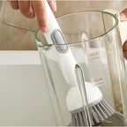 Generic TPR-Plastic Solid Electric Liquid Soap Dispensing Cleaning Brush with Handle (Grey-White)