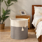 Generic Cotton 12x14 Inch-1 Pcs Storage Basket For Clothes With Out Lid (Gray-White)