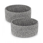 Generic Cotton 8x3 Inch Kidi Round 2 Set Bedside Organizer With Out Lid (Black)