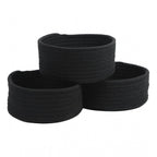 Generic Cotton 8x3 Inch Round 3 Set Bedside Organizer With Out Lid (Black)
