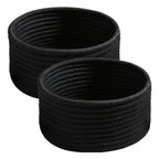 Generic Cotton 8x3 Inch Round 3 Set Bedside Organizer With Out Lid (Black)