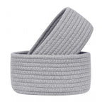 Generic Cotton 8x3 Inch Round 2 Set Bedside Organizer With Out Lid (Gray)