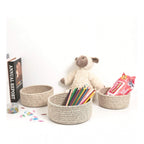 Generic Cotton 8x3 Inch Kidi Round 3 Set Bedside Organizer With Out Lid (Kidi)