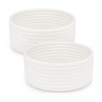 Generic Cotton 8x3 Inch Round 2 Set Bedside Organizer With Out Lid (White)