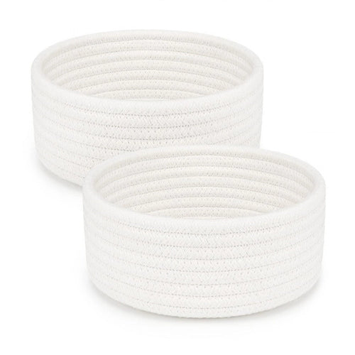 Generic Cotton 8x3 Inch Round 2 Set Bedside Organizer With Out Lid (White)