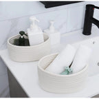 Generic Cotton 8x3 Inch Round 2 Set Bedside Organizer With Out Lid (White)
