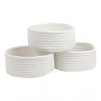 Generic Cotton 8x3 Inch Round 3 Set Bedside Organizer With Out Lid (White)