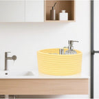 Generic Cotton 8x3 Inch Round 1 Pcs Bedside Organizer With Out Lid (Yellow)