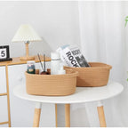 Generic Cotton 2 Pcs 10x7x4 Inch Oval Storage Basket For Clothes (Beige)