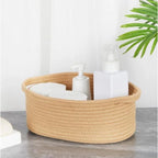 Generic Cotton 2 Pcs 10x7x4 Inch Oval Storage Basket For Clothes (Beige)