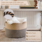 Generic Cotton Pack Of_1 16x14 Inch Storage Basket For Clothes With Out Lid (Beige-Beige-Black)