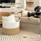 Generic Cotton Pack Of_1 16x14 Inch Storage Basket For Clothes With Out Lid (Beige-White)