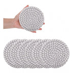 Generic Cotton Rope Drink Coasters 6 Pcs Set (Grey-White)