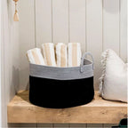 Generic Cotton Pack Of_1 14x12 Inch Laundry Storage Basket For Clothes (Grey-Black)