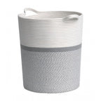 Generic Cotton Pack Of_1 12x14 Inch Storage Basket For Clothes (Grey-White)