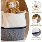 Generic Cotton Matka 14x12 Inch Storage Basket For Clothes With Out Lid (Gray-White)