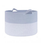 Generic Cotton Pack Of_1 16x14 Inch Storage Basket For Clothes With Out Lid (Blue-White)