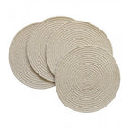 Generic Cotton Dining Table Round Placemat Mats Set of 4 (Beige-White)