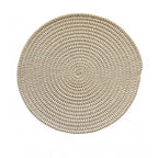 Generic Cotton Dining Table Round Placemat Mats Set of 4 (Beige-White)