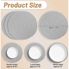 Generic Cotton Dining Table Round Placemat Mats Set of 4 (Grey)