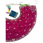Generic Women's Star Georgette Embellished Saree With Unstitched Blouse 5.5Mtr (Magenta-Green)