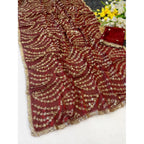 Generic Women's Satin Embellished Saree With Unstitched Blouse 5.5Mtr (Maroon)