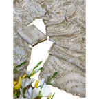 Generic Women's Satin Embellished Saree With Unstitched Blouse 5.5Mtr (Cream)