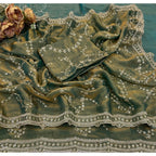 Generic Women's Silk Embellished Saree With Unstitched Blouse 5.5Mtr (Green)